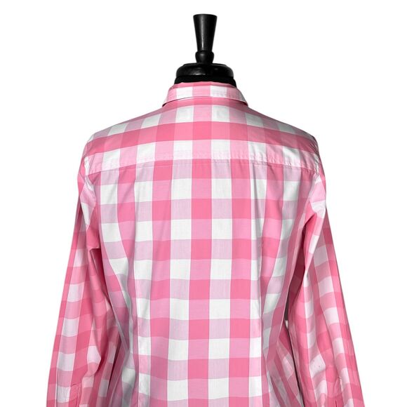 Vineyard Vines Women’s Shirt 8 Pink White Plaid Check Cotton Long Sleeve Preppy - Picture 8 of 10